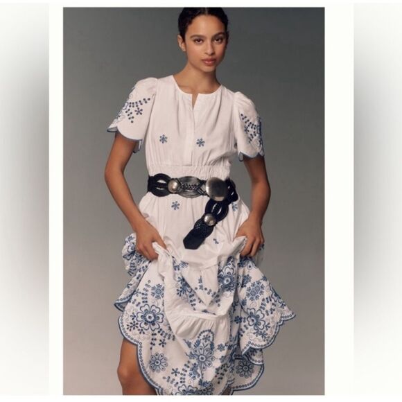 Anthropologie Dresses & Skirts - Anthropologie 
Somerset Eyelet Maxi White & Blue dress